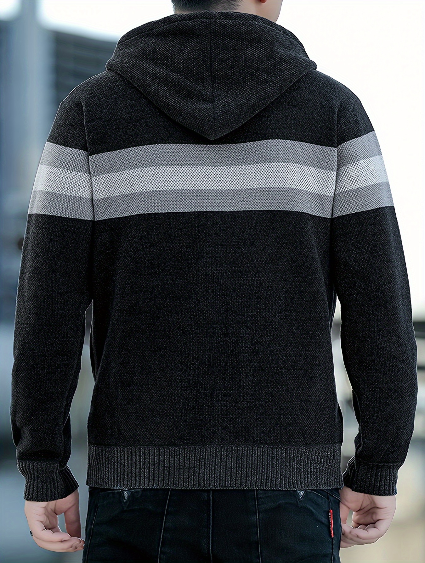 Men S Casual Knit Polyester Hooded Sweater, Long Sleeve Zip-Up Jacket, Regular Fit, with and Design, for Travel, Fishing, Golf, Daily details 32