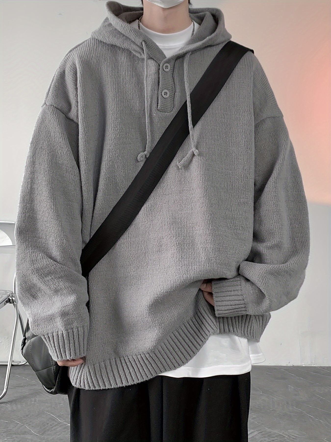 songxier mens casual hooded sweater cozy knit pullover with kangaroo pocket solid for details 2