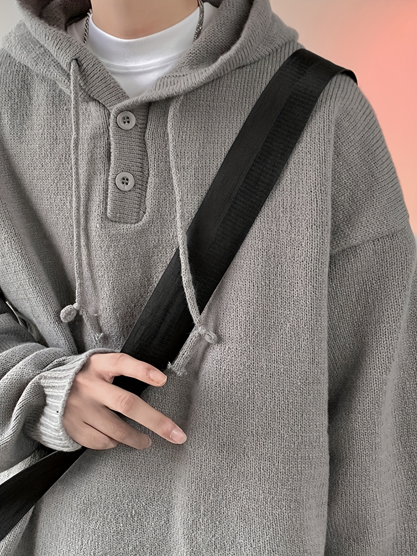 songxier mens casual hooded sweater cozy knit pullover with kangaroo pocket solid for details 3