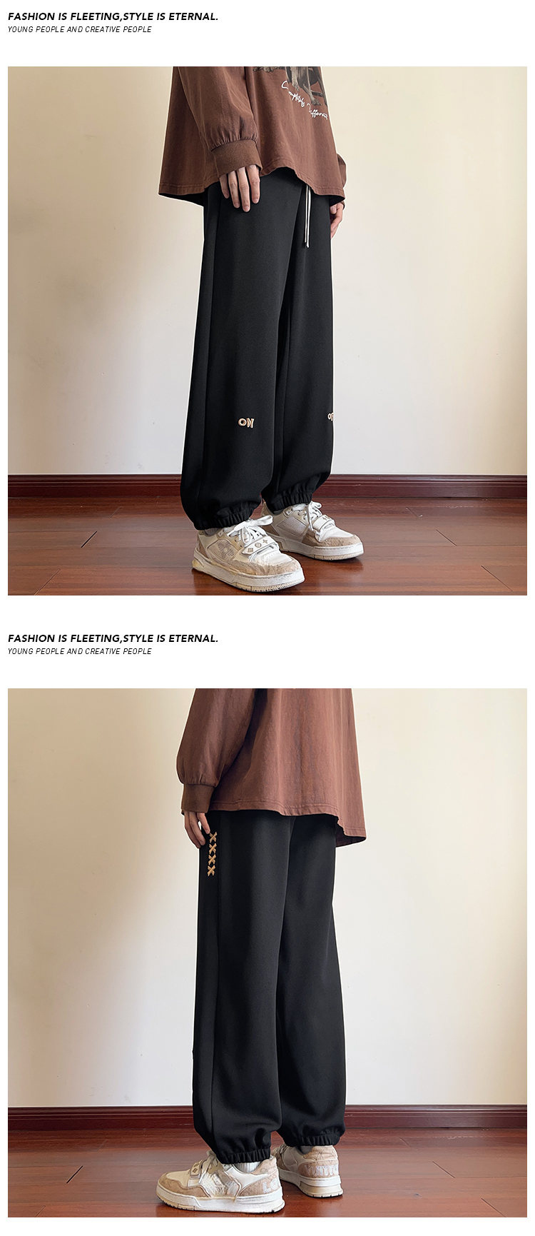 mens off embroidery pants with pockets casual drawstring joggers for outdoor activities gift details 4