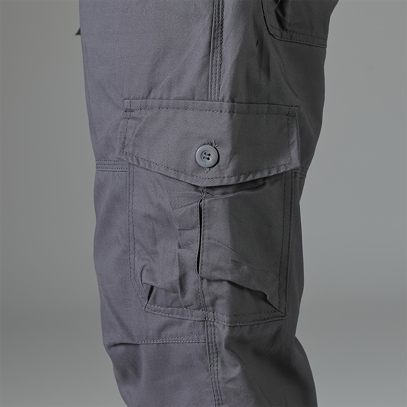 mens 3 4 length solid color non stretch cotton cargo shorts for summer outdoor wear details 23