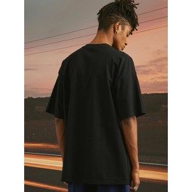 Football Slogan Print Cotton T-Shirt - Casual Crew Neck, Stretch Fit for All Seasons, Machine Washable