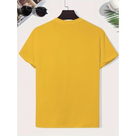Stylish Men's Short-Sleeve T-Shirt with Unique Letter Print - Breathable Polyester Blend, Crew Neck, Casual Summer Top for Adults