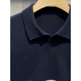 Men's Color Blocking Striped Golf Shirt For Autumn And Winter, Casual Stylish Long Sleeve Top As Gift