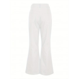 Men's Vintage-Inspired Flare Pants - Solid Color, Mid-Rise Bell Bottoms with Cotton Blend, Machine Washable