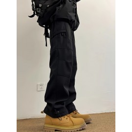 Versatile straight black assault pants for men and women, outdoor waterproof mountaineering wide-leg pants, loose casual large size overalls