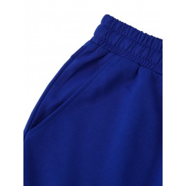 1pc Crane Emblem Casual Shorts, Polyester Knit Fabric with Slight Stretch, Regular Fit with Pockets, Alphabet Pattern - Comfortable Summer Wear