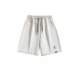 Men's Solid Color Sports Shorts With Drawstring & Pockets, Lightweight Comfy Shorts For Summer Sport And Casual Wear