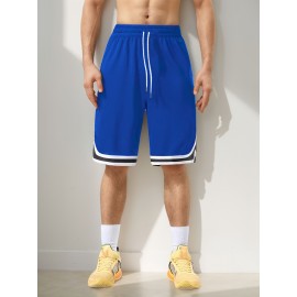 Men's Stripes Decor Sports Shorts With Drawstrings, Elastic Waist Quick-drying Shorts For Summer Daily Outdoor Basketball Sport