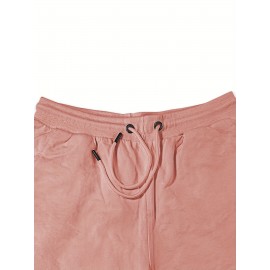 Men'S Halloween-Themed Cotton Shorts, Casual Drawstring Knit Fabric Shorts, Regular Fit, with Slight Stretch, Solid Color Design