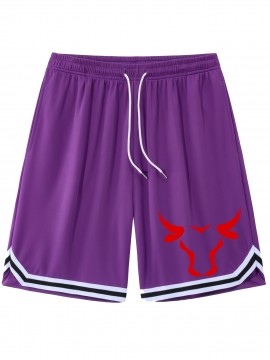 Men'S Casual Sports Shorts, 100% Polyester, Regular Fit, Geometric-Pattern, Non-Stretch, with Pockets, for Basketball, Woven Fabric, Ideal for Outdoor, Travel & Vacation Wear