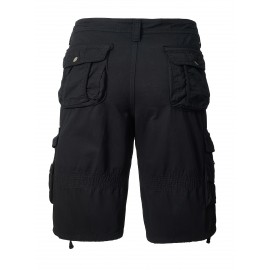 1pc Men'S Cotton Cargo Shorts, Multi-Pocket Utility Workwear, Solid Color, Street Style, Regular Fit, Woven Fabric, Non-Stretch - Outdoor Casual Short Pants