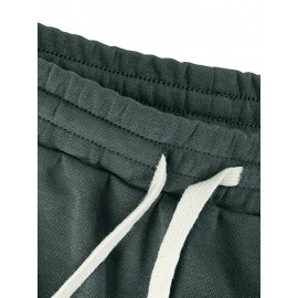 1pc Halloween Pumpkin Smile Print Men'S Casual Cotton Blend Shorts, Slight Stretch Knit Fabric, Regular Fit Sports Shorts