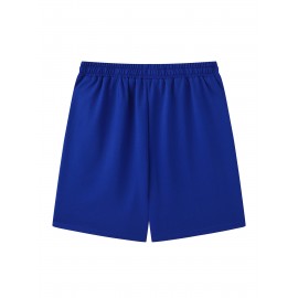 Casual Polyester Knit Fabric Shorts with Pockets, Regular Fit, Slight Stretch, Alphabet Pattern, with 