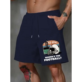 Men's Casual Drawstring Shorts - Comfy Polyester, Printed Design for Summer Sports & Beach Wear